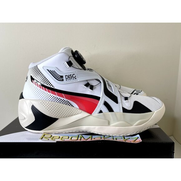 Puma Disc Rebirth White Fiery Coral Mens 10us - Picture 2 of 6